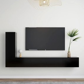 Set Di Mobili Porta Tv 3 Pz Nero İn Legno Multistrato /