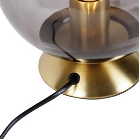 Lampada da tavolo Art Déco in ottone con vetro fumé - Pallon