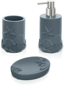 Set accessori bagno 3 pezzi da appoggio in resina turchese cobalto Coral
