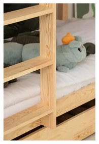 Letto da bambini a castello/estraibile di colore naturale con contenitore con rete inclusa 90x200 cm CLPBN – Adeko