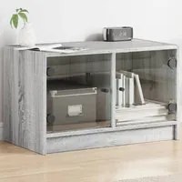 Mobile Porta TV con Ante in Vetro Grigio Sonoma 68x37x42 cm 836362