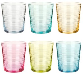 Set bicchieri acqua colorati in vetro da 6 pezzi