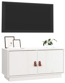 Mobile Porta TV Bianco 80x34x40 cm in Legno Massello di Pino