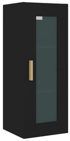 Armadietto pensile a parete nero 34,5x34x90 cm
