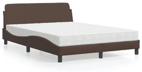 Letto Con Materasso Marrone 140x190cm İn Similpelle /