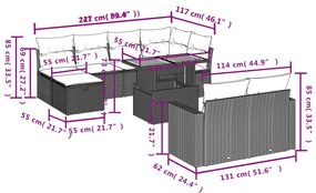 Set Divani da Giardino 11 pz con Cuscini in Polyrattan Nero