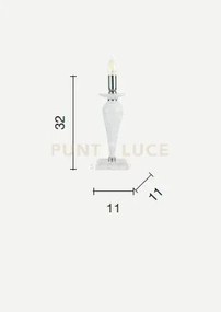 Lume piccolo paganini rubino cromo 1 luce attacco e14 h.32cm