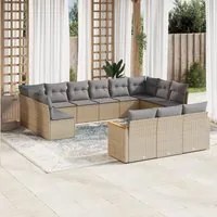 Set Divano da Giardino 13 pz con Cuscini Beige Misto Polyrattancod mxl 89112