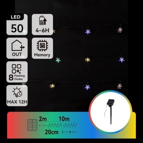 Aigostar - Catena di Natale solare a LED 50xLED/8 funzioni 12m IP65 multicolore