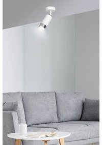 Faretto Orientabile 1 Luce Ragnar A Cilindro In Acciaio Bianco E Cromo