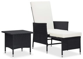 Set Divani da Giardino 2 pz con Cuscini in Polyrattan Nero