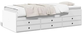 Divano letto con cassetti bianco 75x190 cm in legno multistrato