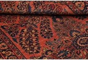 Antik Medaglione Floreale Rosso Ruggine Blu Scuro 92x200 Cm