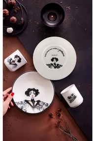 Set da tavola 4 pezzi in porcellana, nero/bianco