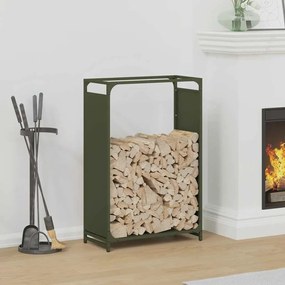 Rastrelliera Per Legna Da Ardere Verde Oliva 60x28x90 Cm /