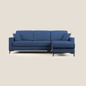 Kafka divano letto angolare in morbido tessuto impermeabile T02 blu 302 cm sinistro (mat. 160x197)