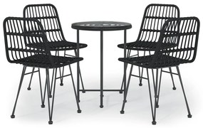 Set da Pranzo da Giardino 5 pz Nero in Polyrattan