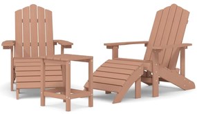 Sedie giardino con poggiapiedi e tavolo adirondack hdpe marrone