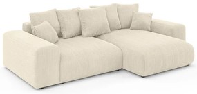 Divano angolare color crema allungabile/con contenitore (con composizione variabile) con rivestimento in velluto a coste Luma – Ropez