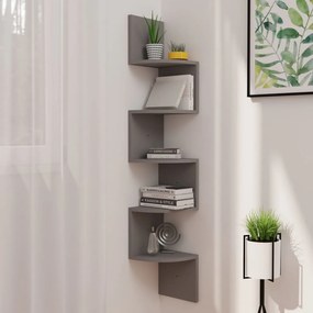 Scaffale Angolare A Muro Grigio 19x19x123 Cm Legno Multistrato /