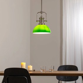 Jupiter Lampada a sospensione Platino, argento/verde, vetro, a 1 luce, E27