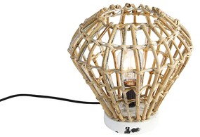 Lampada da tavolo rustica in bambù con bianco - Canna Diamond
