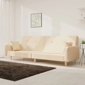 Divano Letto A 2 Posti Con 2 Cuscini Crema İn Tessuto /