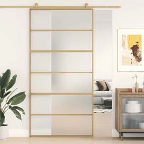 Porta Scorrevole Oro 102,5x205 Vetro Smerigliato Esg Alluminio /