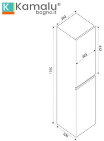 Kamalu - Composizione bagno sospesa 65 cm colore bianco opaco | LAC-EOLO-65