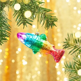 Decorazione per albero di natale in vetro fatta a mano 7 cm Rainbow Trout – Sass &amp; Belle