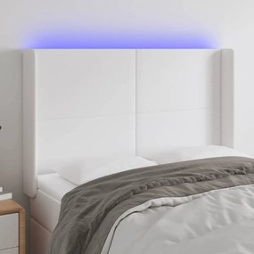 Testiera A Led Bianco 147x16x118/128 Cm İn Similpelle /