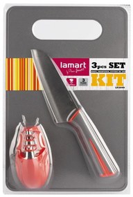 Lamart - Set cucina 3 pz: coltello, affilatoio e tagliere