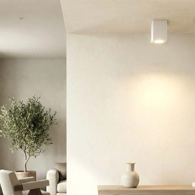 Plafoniera Quadrata 70x70mm h110mm GU10 in Gesso Rigato