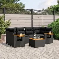 Set Divani da Giardino con Cuscini 7pz Nero Polyrattan 3259038