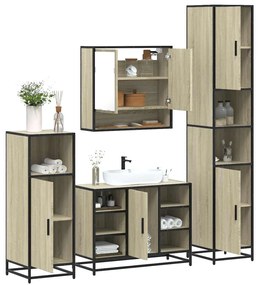 Set Mobili Da Bagno 4 Pz Rovere Sonoma İn Legno Multistrato /