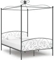 Letto a Baldacchino Grigio in Metallo 140x200 cm 284483