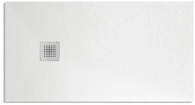 Piatto doccia in mineralmarmo 80x100 cm bianco effetto pietra con griglia e piletta sifonata