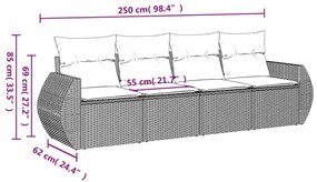 Set Divani da Giardino 4 pz con Cuscini Nero in Polyrattan