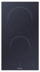 Piano Cottura a Incasso Domino in Vitroceramica Nero Candy CDH30 con 2 Zone di Cottura, 2900W, Design Elegante in Vetro e Sensore Integrato