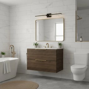 Mobile da bagno sospeso sotto lavabo L 90 x H 64 x P 48 cm lucido, 2 cassetti SENSEA Neo