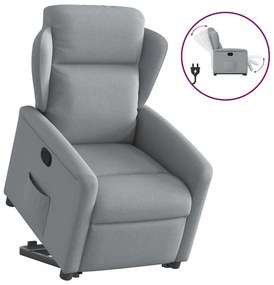 Poltrona Alzapersona Reclinabile Grigio Chiaro İn Tessuto /