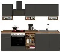 Composizione Cucina moderna 255X60-34X85-71cm - NAUTILUS Colore: Antracite-Rovere Wotan