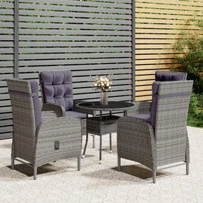 Set Da Bistrot Per Giardino 5 Pz İn Polyrattan Grigio /