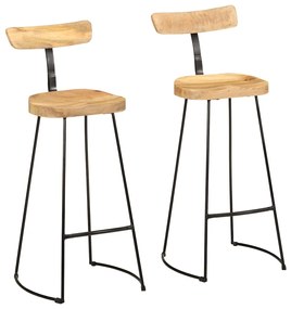 Sgabelli Da Bar 2 Pz 49x43x103 Cm İn Legno Massello Di Mango /