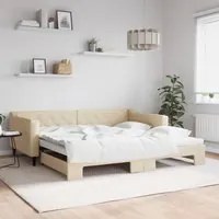 Divano Letto con Letto Estraibile Crema 100x200 cm in Tessuto 3197435