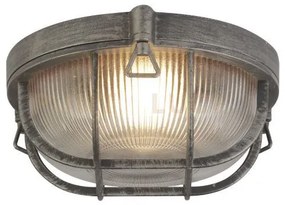 Luce esterna rotonda bulkhead - metallo nero/argento e vetro traspa...