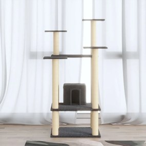 Albero per gatti con tiragraffi in sisal grigio scuro 110 cm