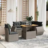 Set Divano da Giardino 6 pz con Cuscini Grigio in Polyrattan 3272201