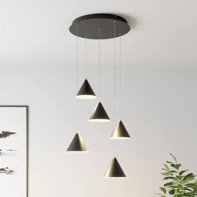 Lucande LED a sospensione Livan 5 luci, nero