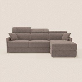 Miryam divano letto angolare compatto - poggiatesta reclinabili e penisola contenitore in tessuto smacchiabile T31